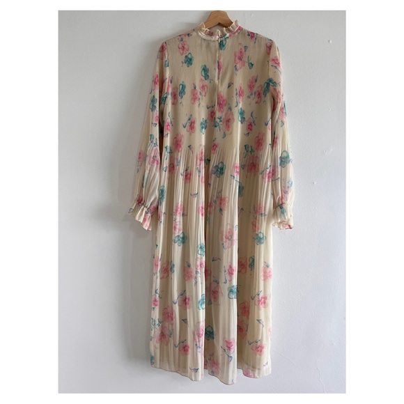 Ganni Yellow Floral Plisse Dress - Sz. 40 - Picture 10 of 11